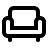 A simple black outline icon of a comfortable armchair, symbolizing fully furnished office space solutions, executive suites, and professional reception lounge seating at Premier Office Center in Ocala, FL.